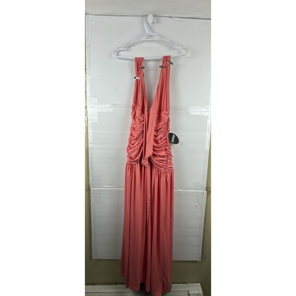Babyboo NWT Women's Coral Strapless Ruched Maxi Dress Size M